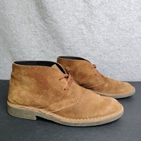 Leonardo Shoes Desert Boots Size 40 Beige Suede Leather Hand Made Italian Brown - Picture 1 of 10